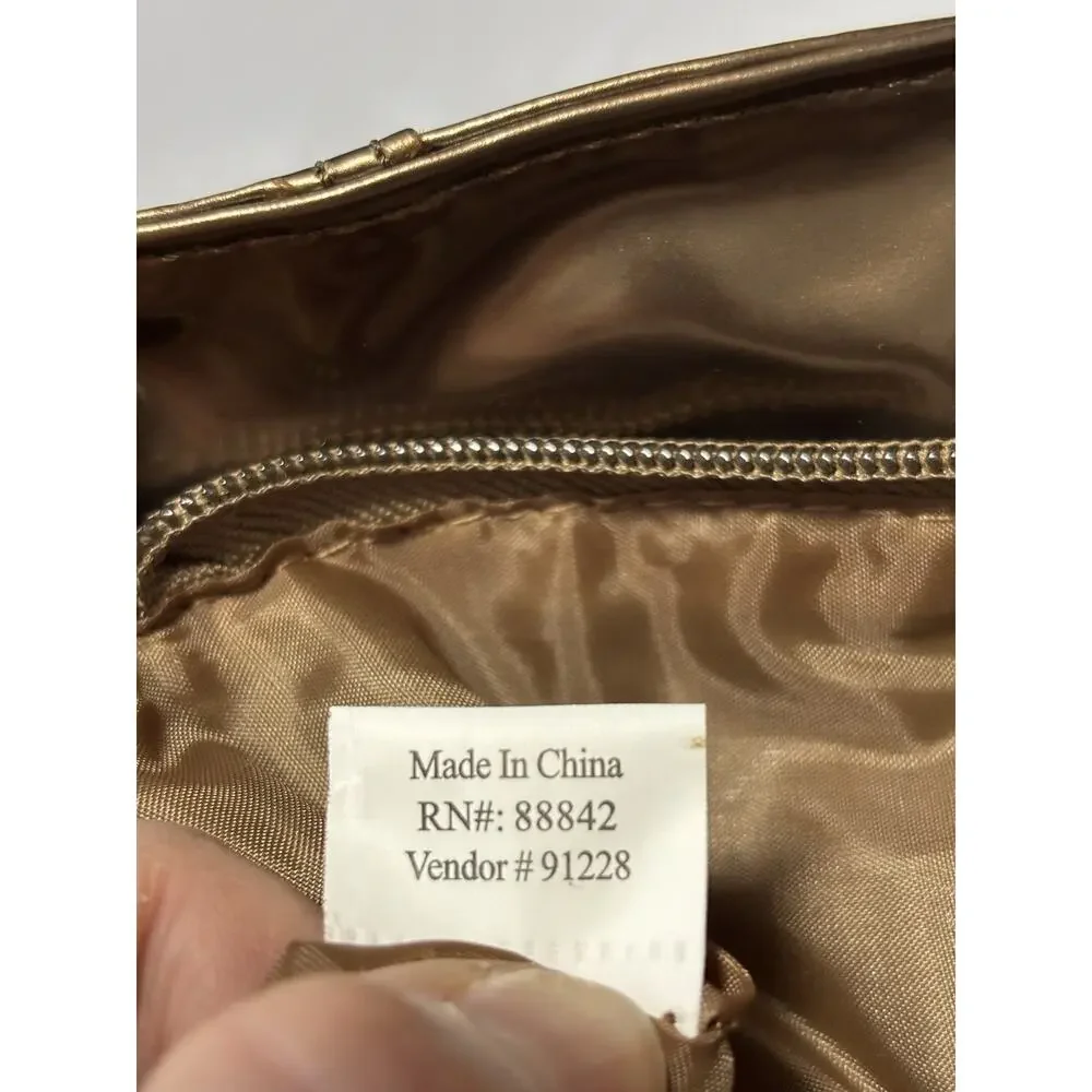 Shiny Bronze Lightweight Tote Shoulder Bag Tablet Purse Y2K 90's‎ Retro Travel